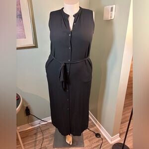 145. GAP Sleeveless Black Button-Front Belted Maxi Dress